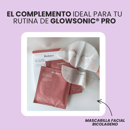 Masajeador GlowSonic® PRO + Mascarilla Facial Bicolageno