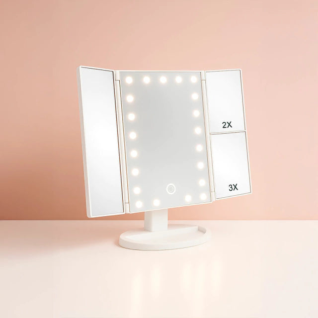 Espejo Triple Aumento Led de Maquillaje