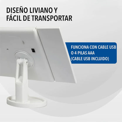 Espejo Triple Aumento Led de Maquillaje