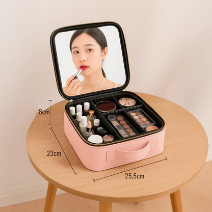 Bolso para maquillajes con espejo y luz led